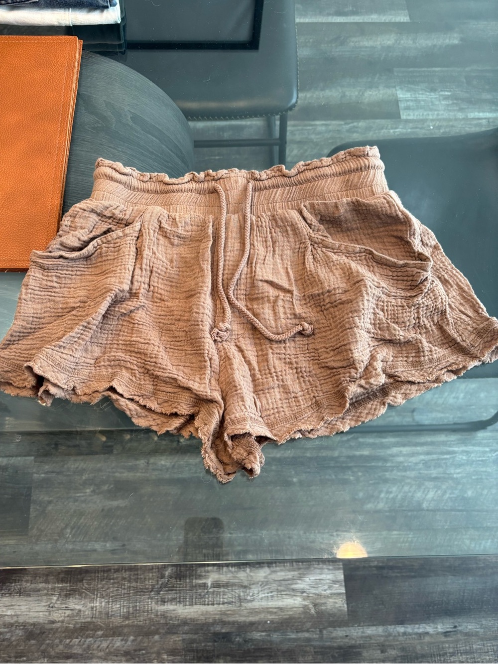 fab'rik Taupe Textured Shorts